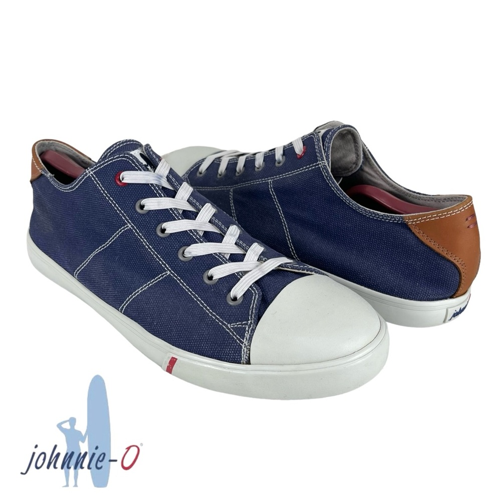 Johnnie-O | Men‎ 12M | Sailaway Blue/White Low Top Canvas Sneakers Elastic Laces